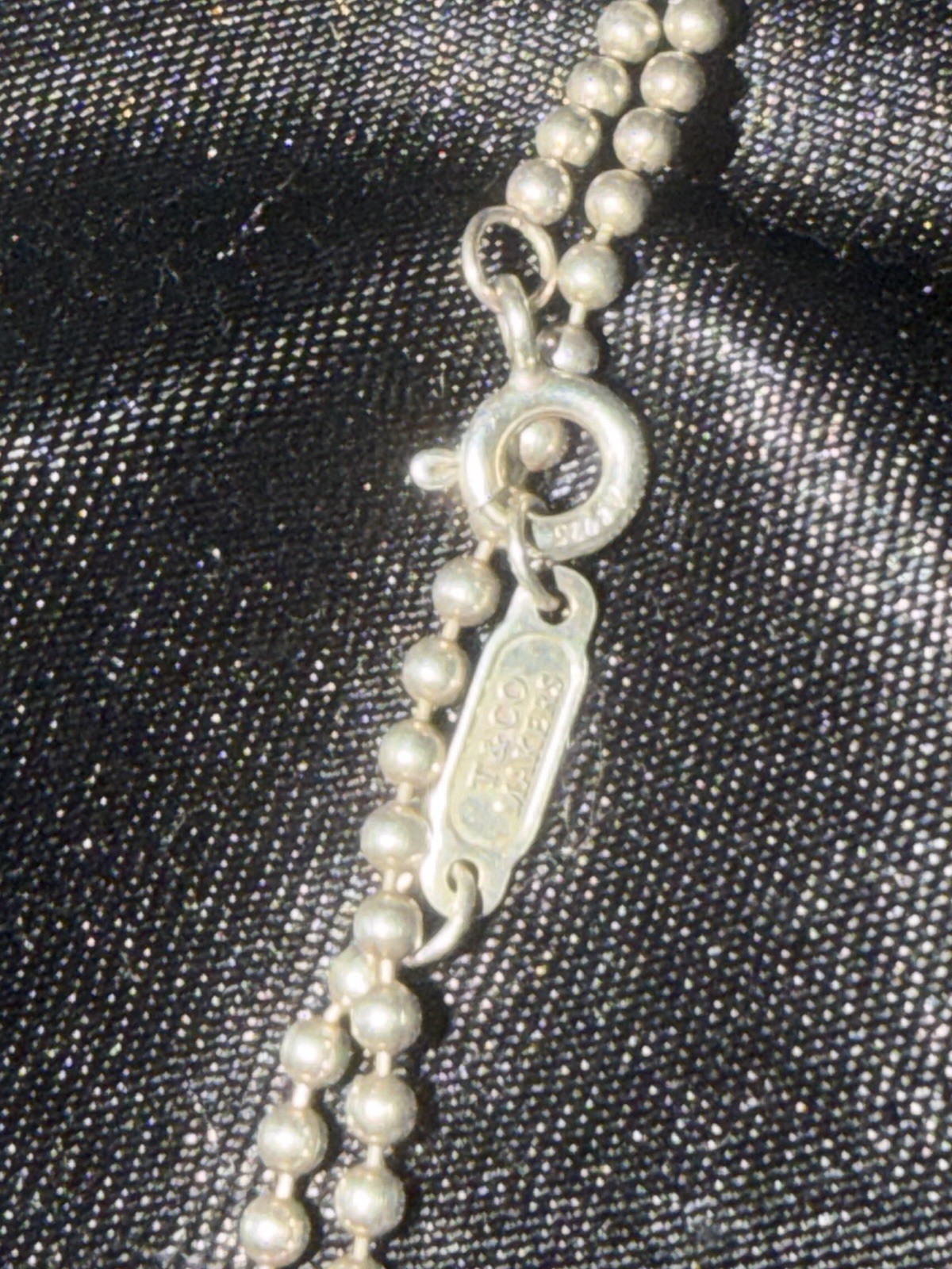 Tiffany & Co. 1837 Makers Sterling Silver 925 ID Tag Pendant Ball Chain Necklace