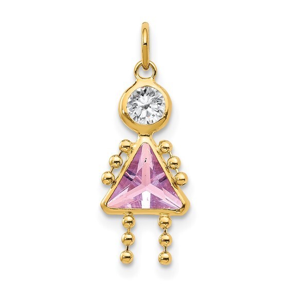 REAL 14K GOLD Birthstone Kids Charms Pendants Girl January to December .7″x .4″