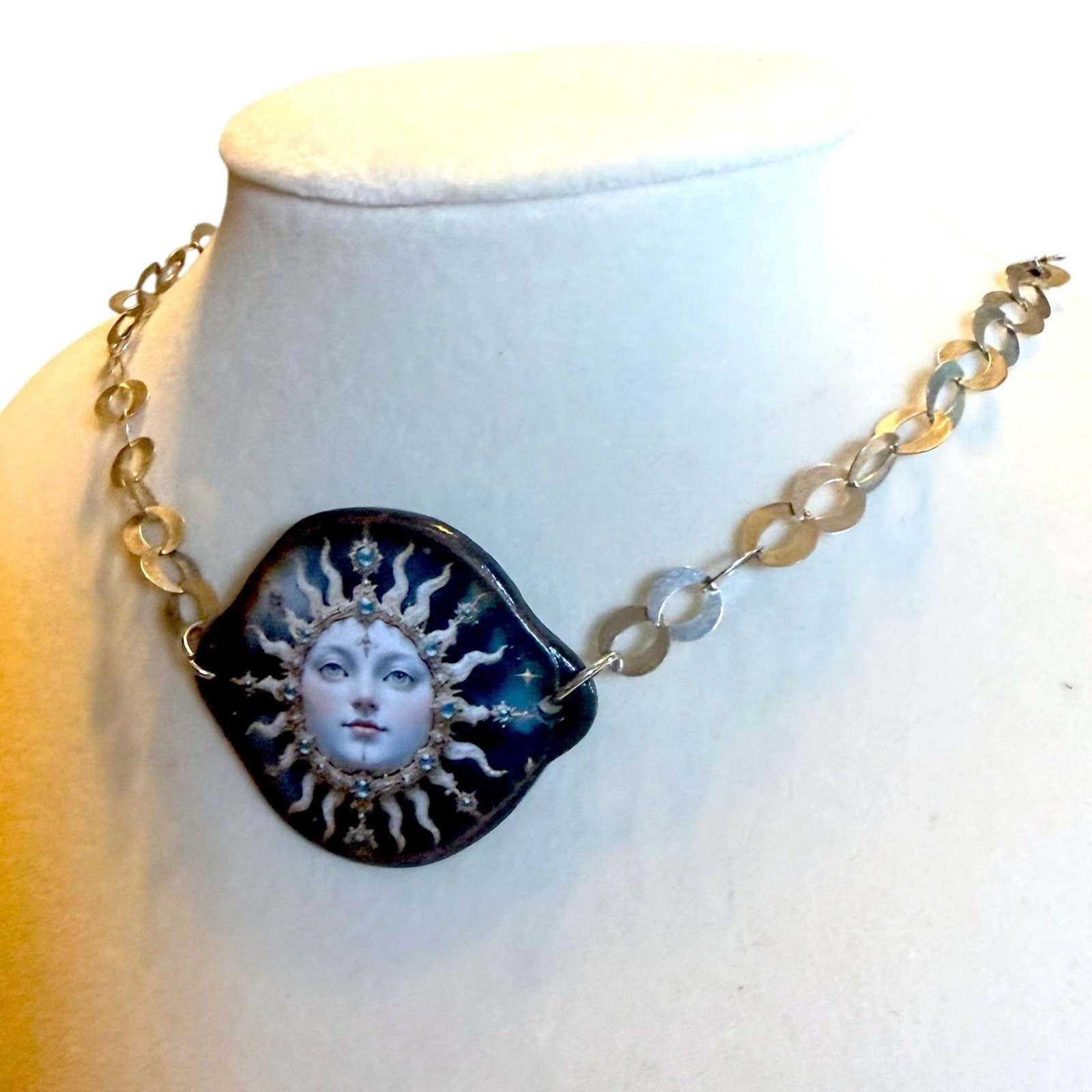 Celestial Sun Goddess Sterling Silver 925 Necklace Italy Milor