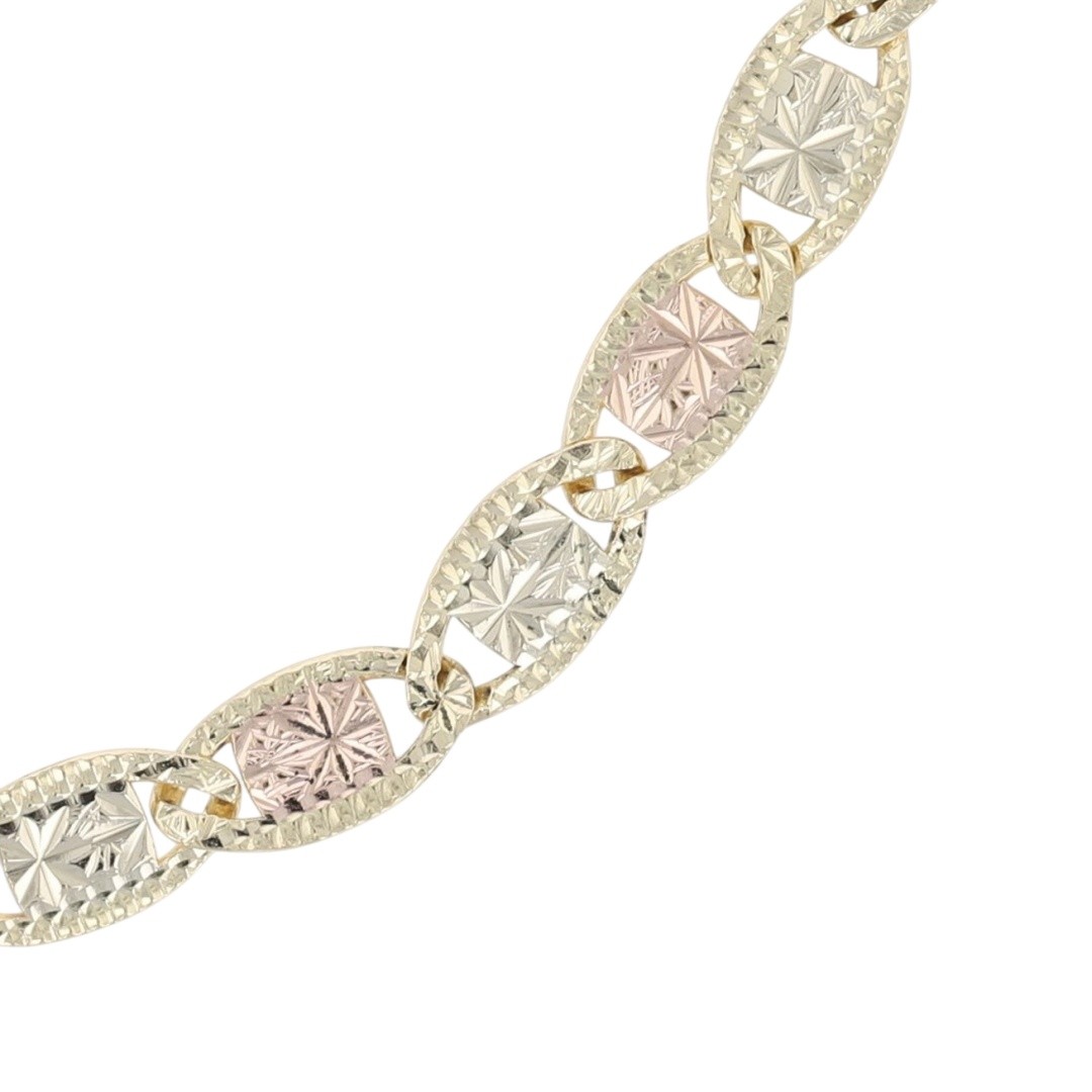 3.9mm Textured Anchor Link Chain 22″ Necklace 10k Multi-Tone Gold 8.82 Grams