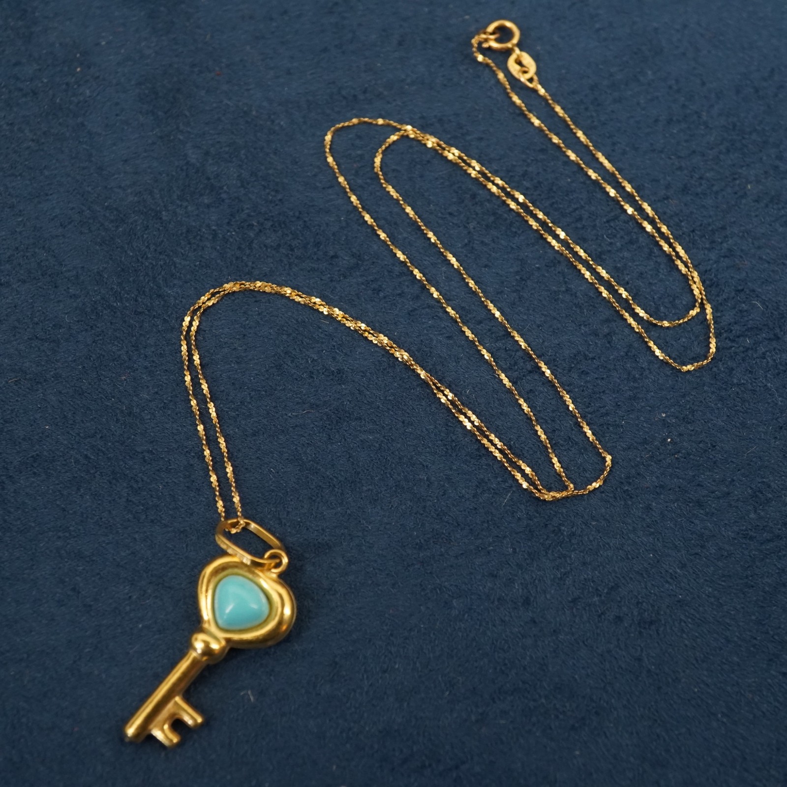 Milor 18k Yellow Gold & Turquoise Key Pendant on 14k Chain – Free Shipping USA
