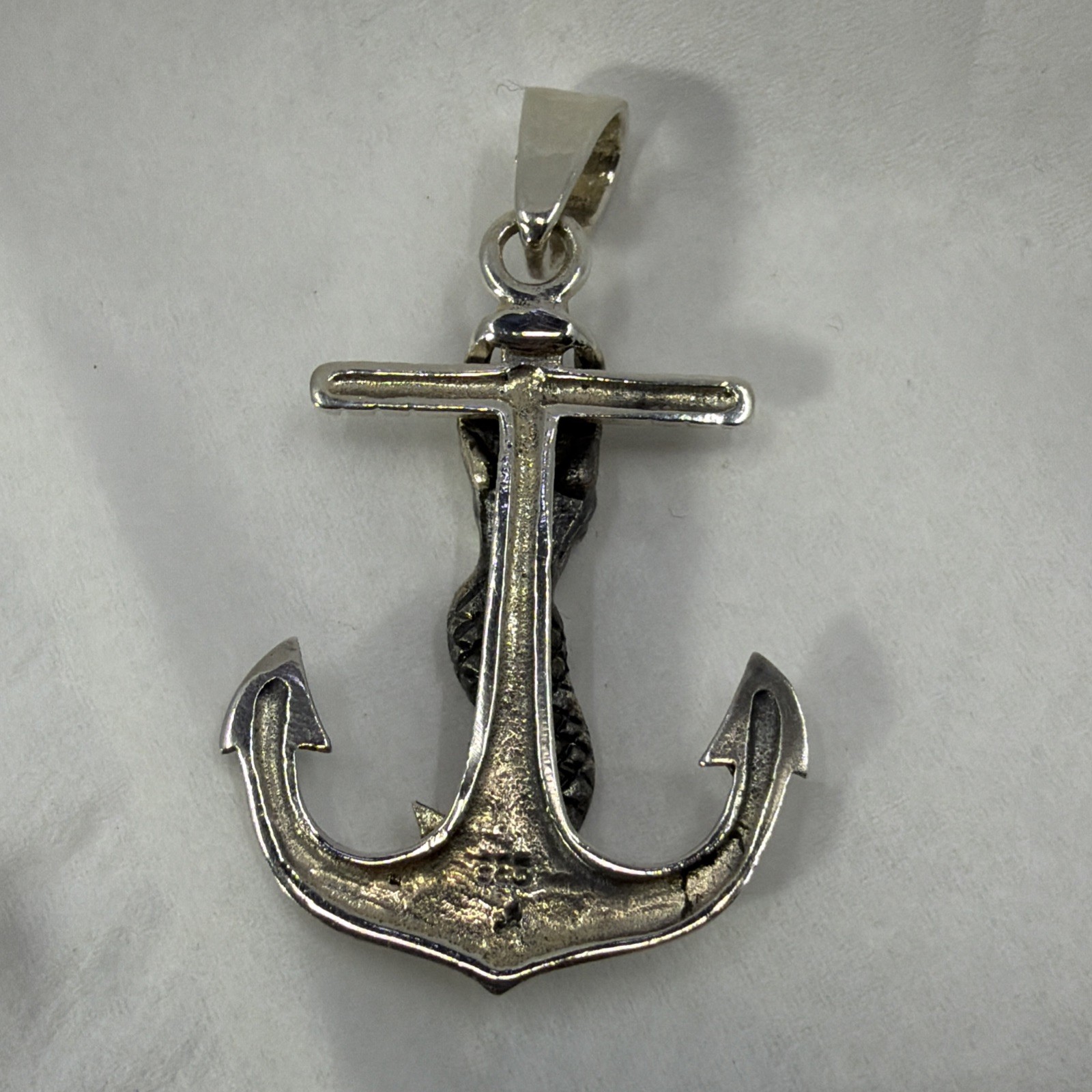 Solid 925 Sterling Silver Nautical 3D Mermaid On Anchor Pendant Nautical Jewelry