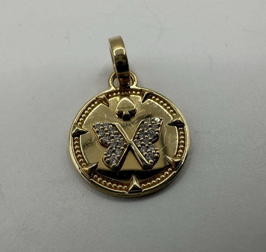 FoundRae Reverie Butterfly Baby Medallion 18k Yellow Gold Diamond -E76