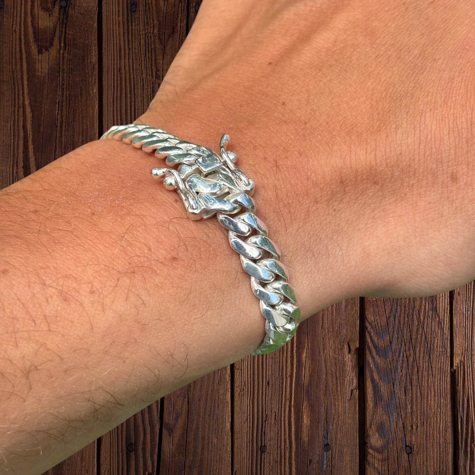 8mm Miami Cuban Link Bracelet – Real Solid 999 Fine Silver HANDMADE IN ITALY