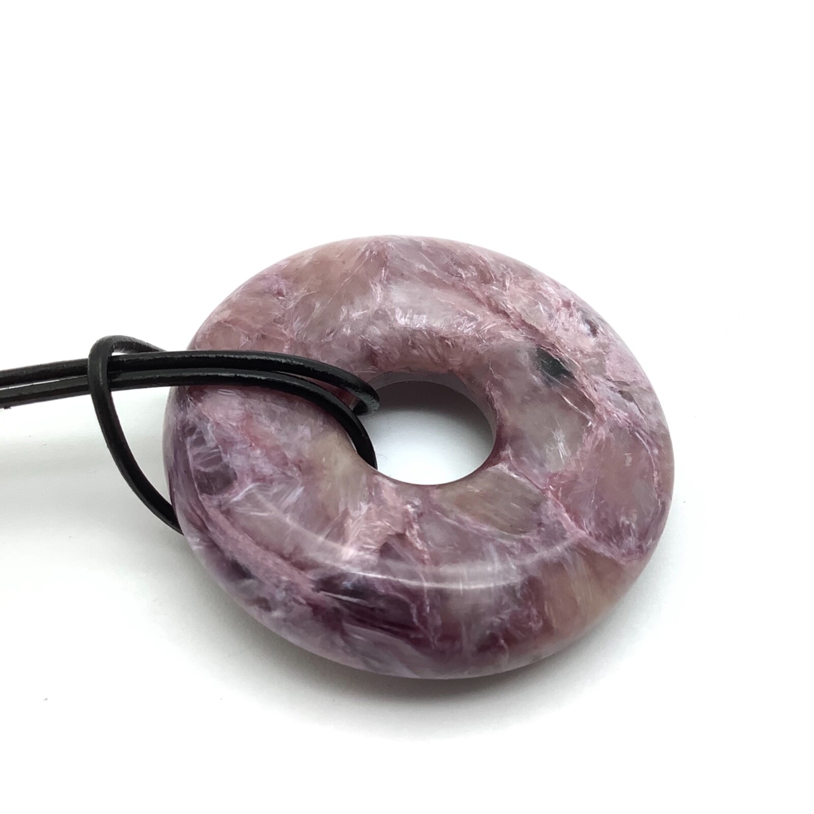 Siberian Charoite Pendant Large & Thick Purple Bi Disk Necklace Siberia 41 mm #8