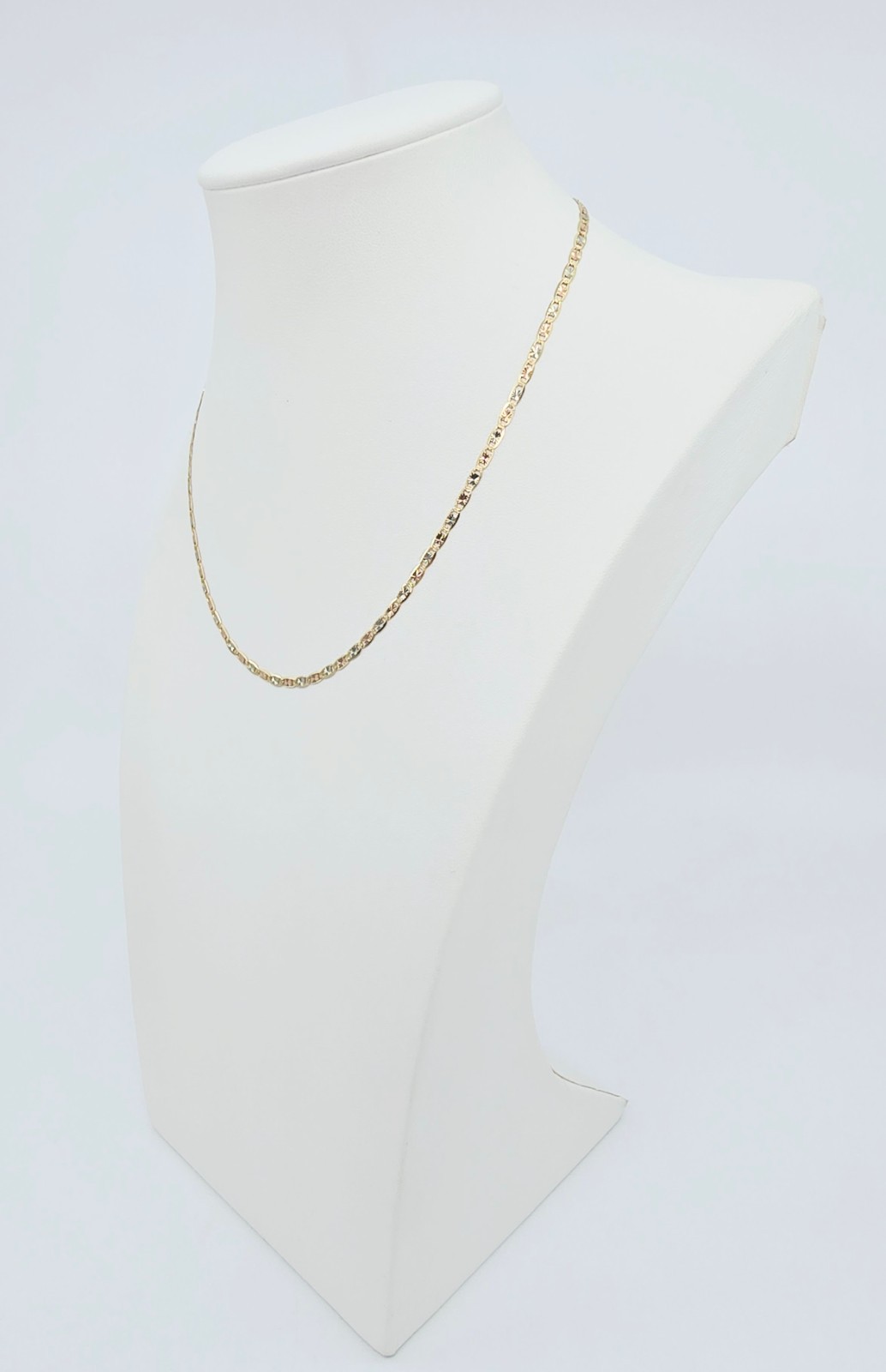 Unique 14K Tri Tone Multi Color Gold Diamond Cut Valentino Link Chain Necklace