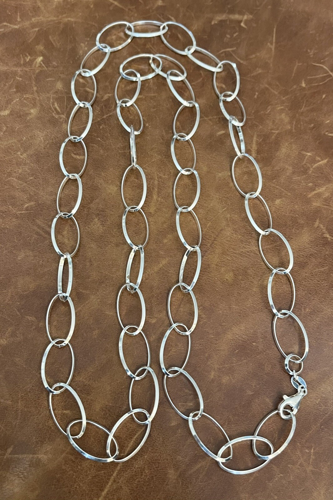 Vintage MILOR 925 ITALY Sterling Long Oval Link Chain Necklace 36” In, 29.81 Gr