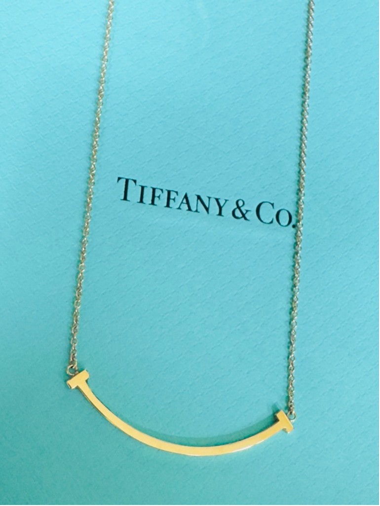 Tiffany & Co. 18k Yellow Gold Small T Smile Pendant Necklace 16.5” or 18.3”