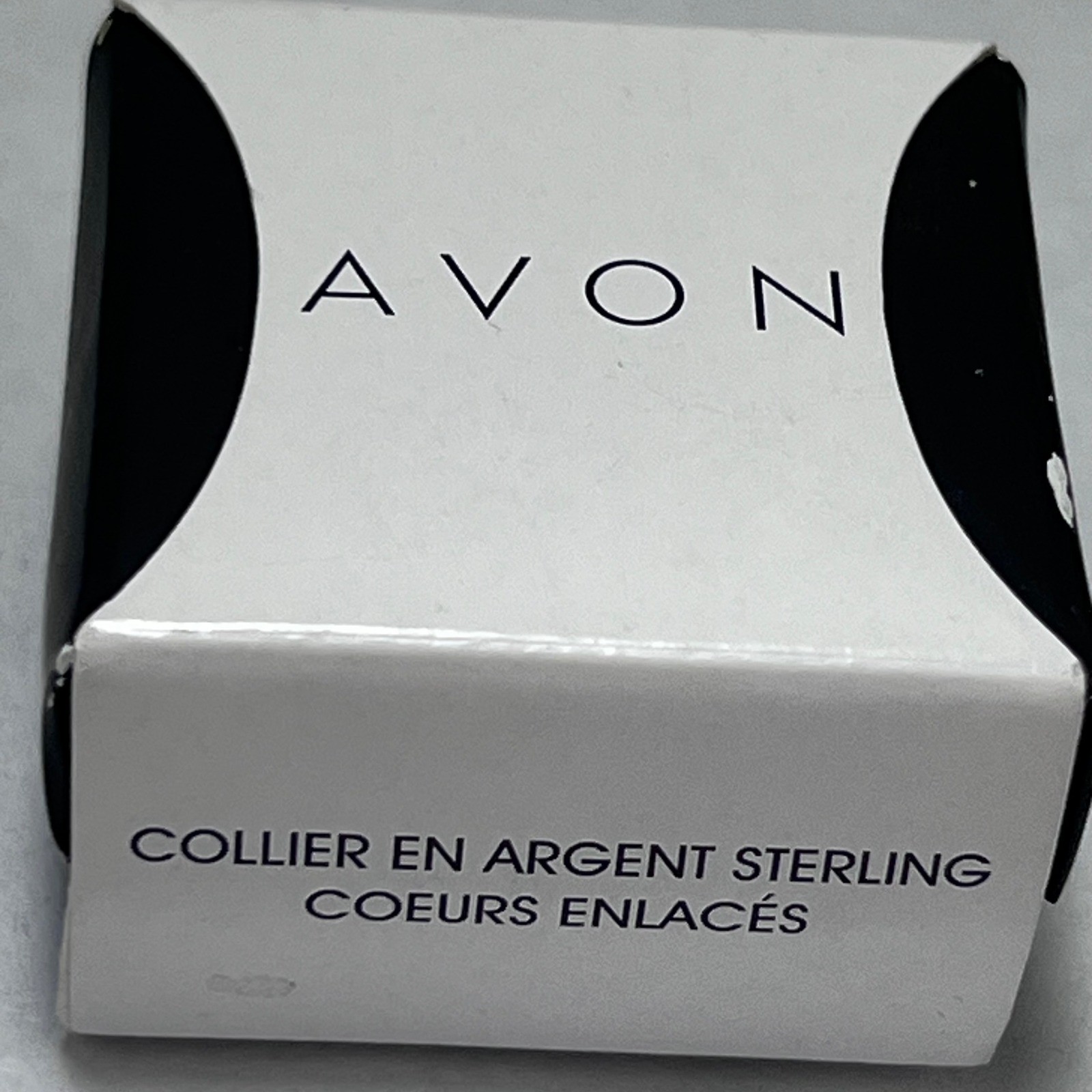 Avon Sterling Silver Intertwined Hearts Necklace Clear Stone Accents 925 Boxed