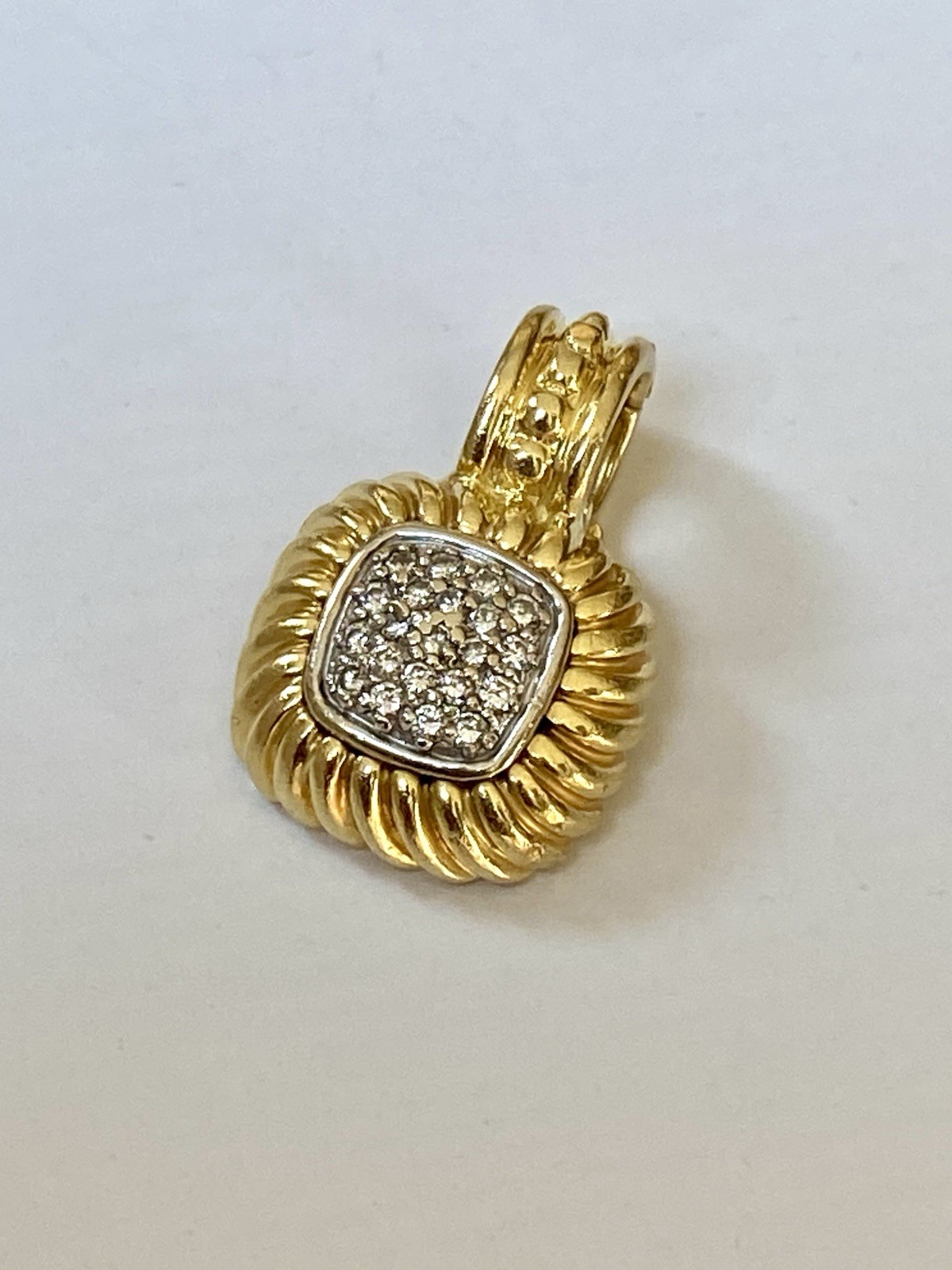 David Yurman Diamond Albion Pendant 18k Yellow Gold 3/4” 7.3g Vintage
