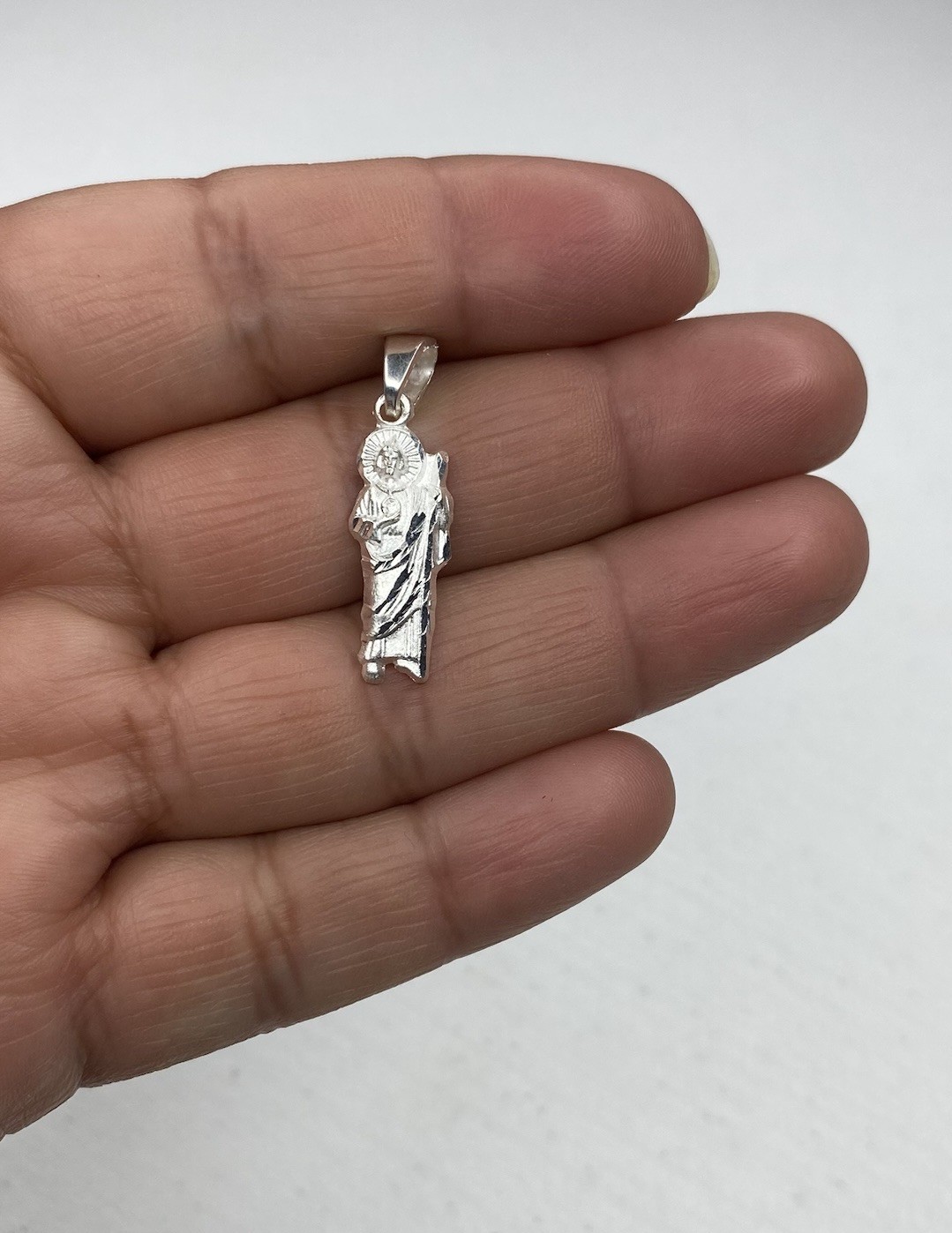 999 Mexican Solid Silver Saint Jude Pendant 1” Religious Charm San Judas Medal