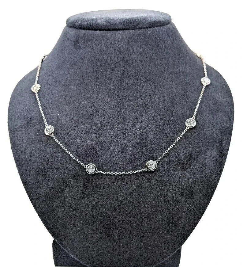 2.00CT Round Cut Lab-Created Diamond Yard Station Necklace 14K White Gold Plated