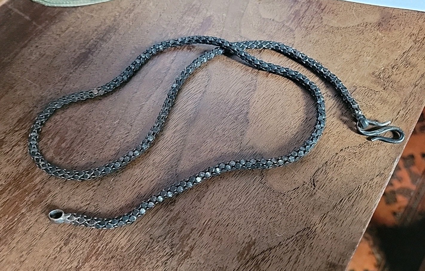 Vintage 800 Silver 4 mm Popcorn Link 24″ Chain Necklace w/ S Hook Closure