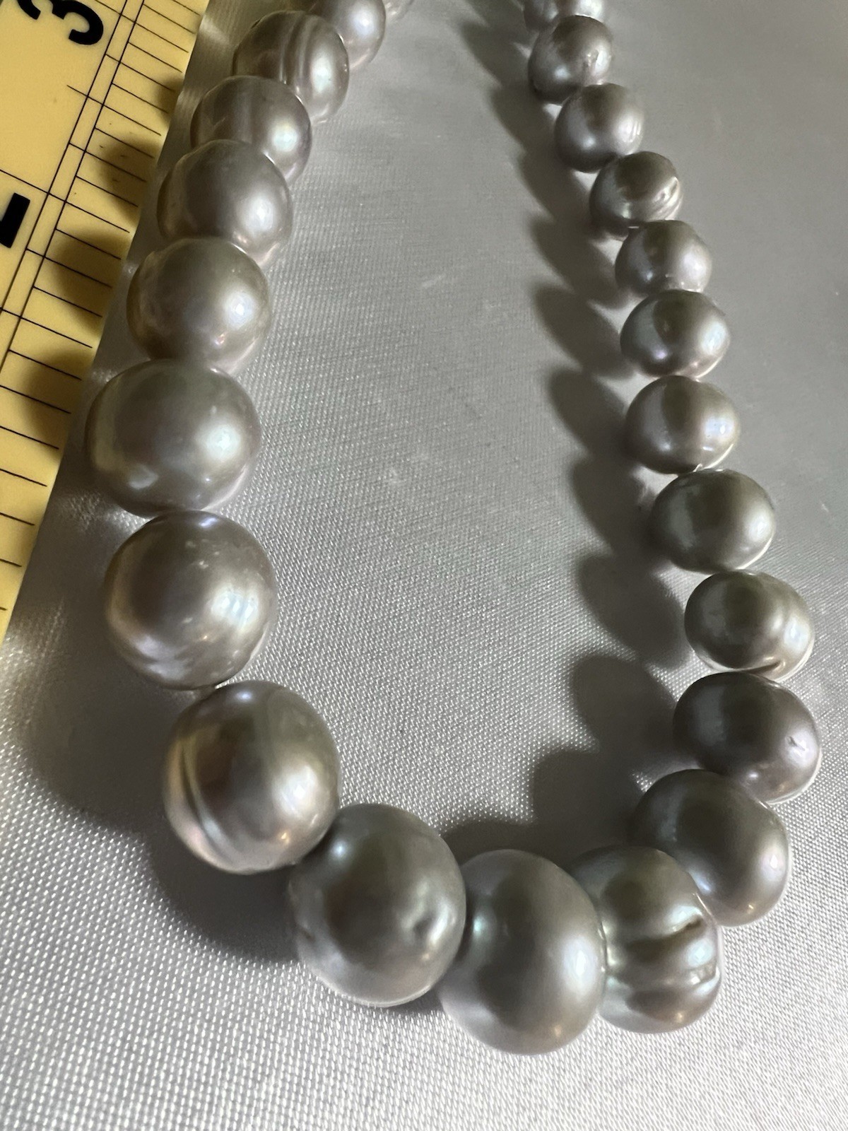 Heavy 100g Vintage OP Grey Pearl Strand Necklace Knotted Sterling Silver 925