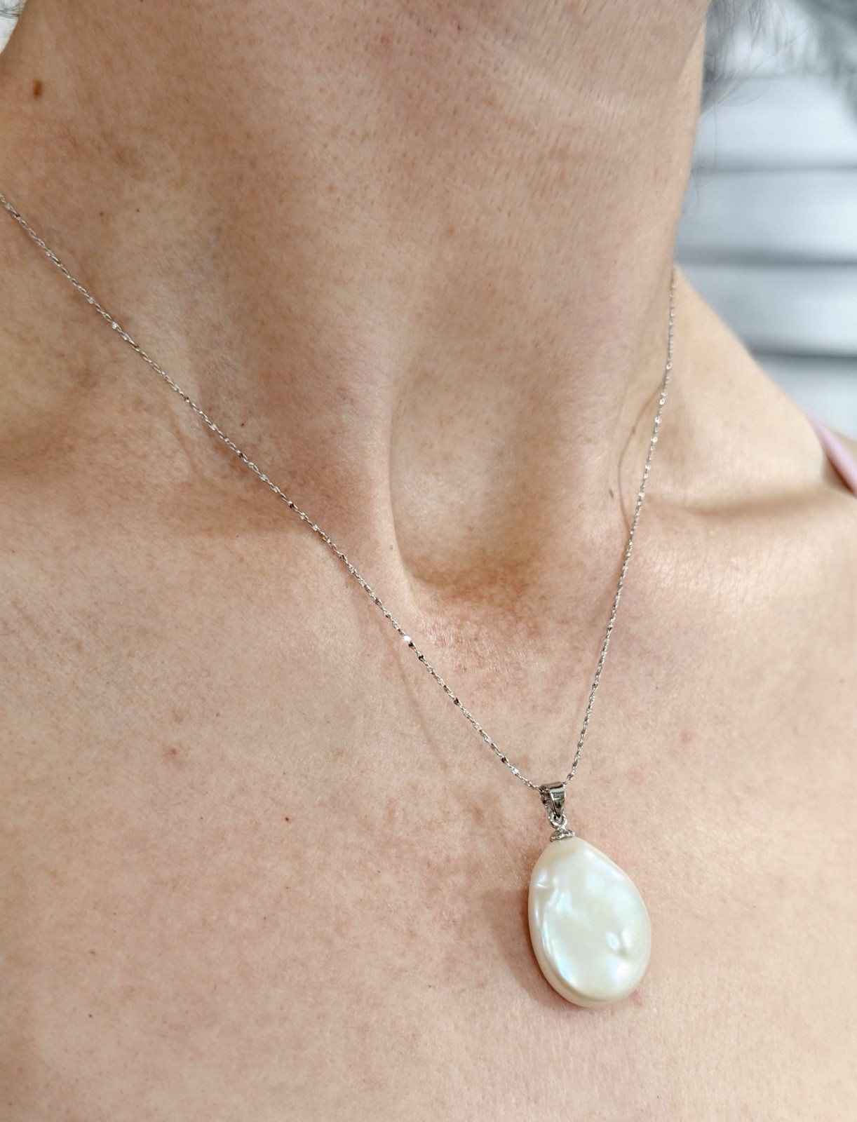 June Birthstone Gift Oval Pearl Pendant 925 Box Chain, Gift For Her