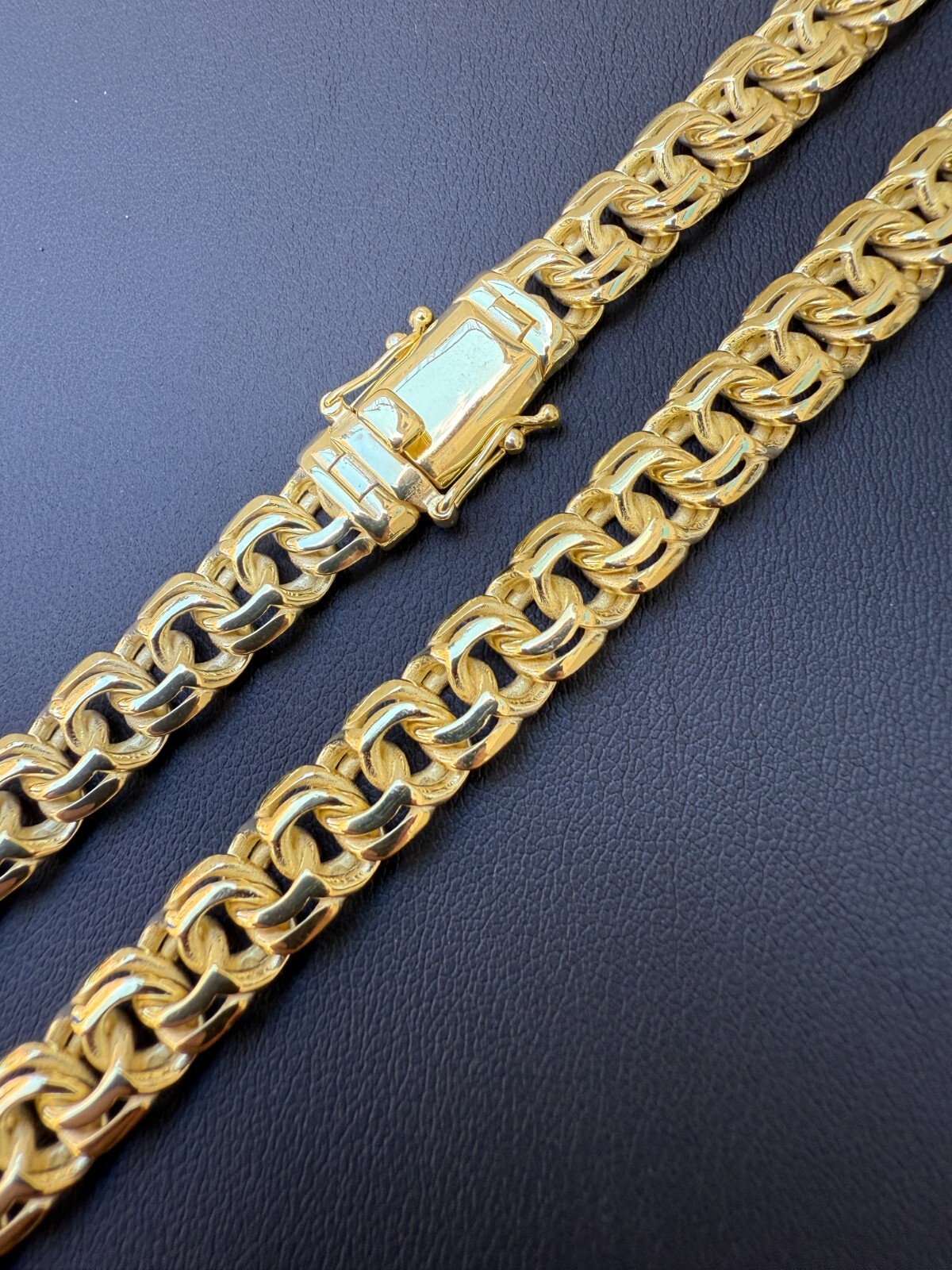 Handmade 9mm Bismark Garibaldi Chino Chain 14k Gold Over 925 Silver Necklace