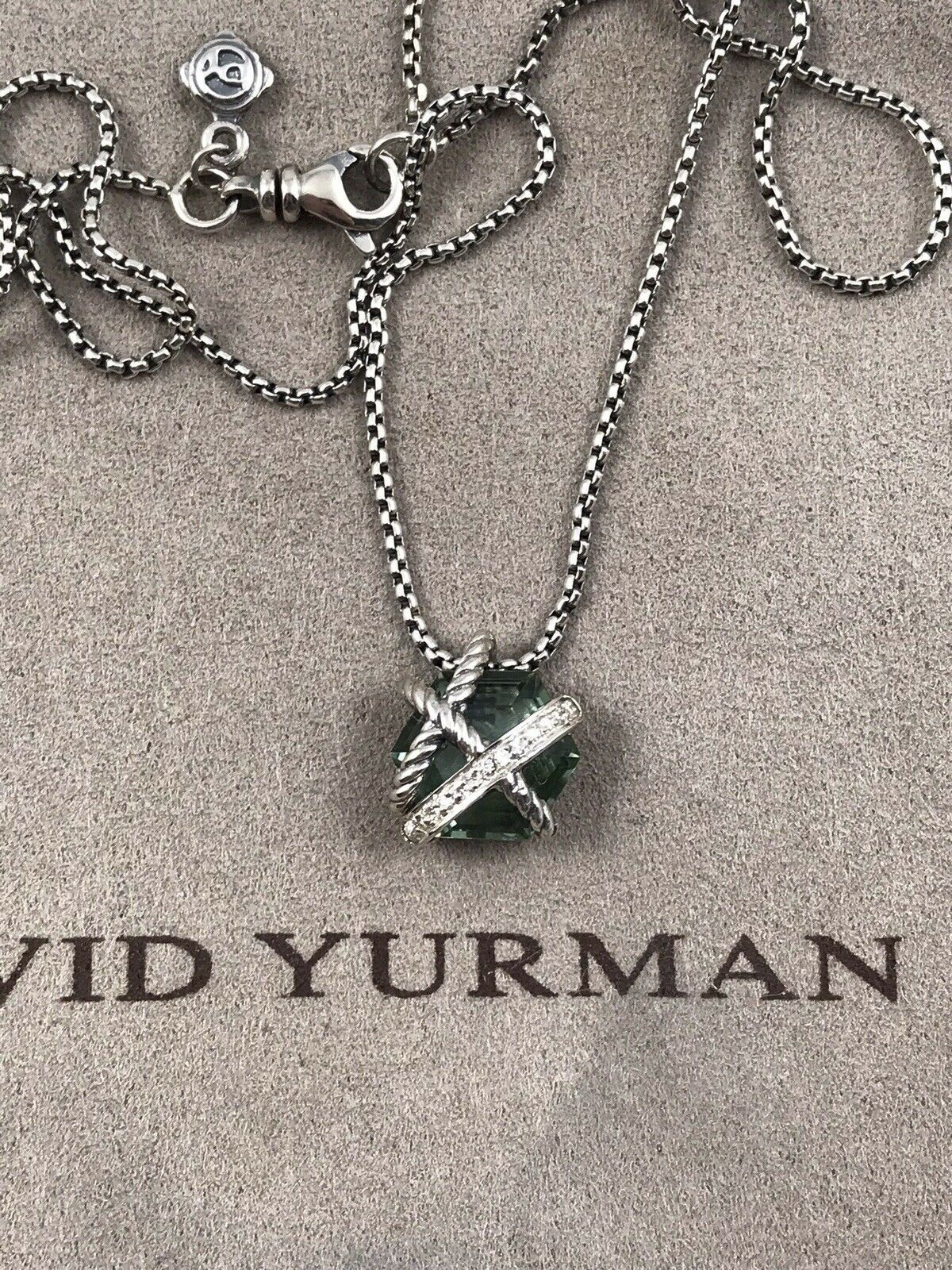 David Yurman Cable Wrap Prasiolite & Diamonds Necklace 16″-17″