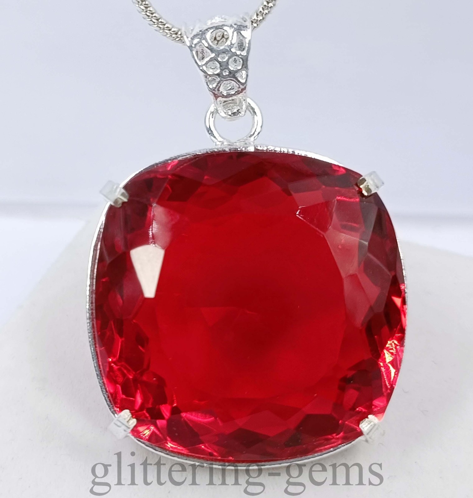 134.00 Ct Cushion Shape Natural Red Ruby IGL 925 Silver Pendant Free Chain 5DDP