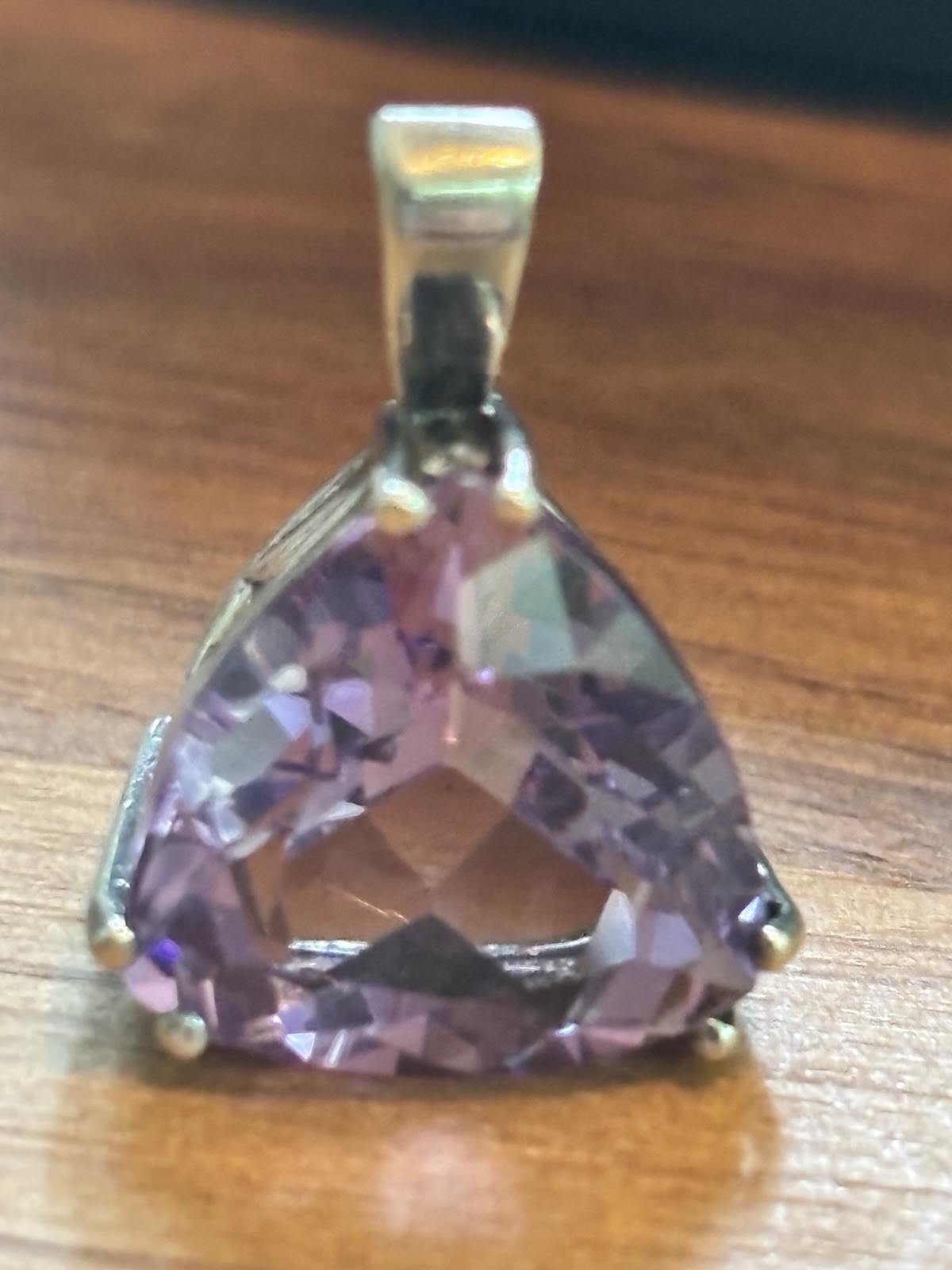 AMETHYST Trillion Cut Pendant Sterling Silver