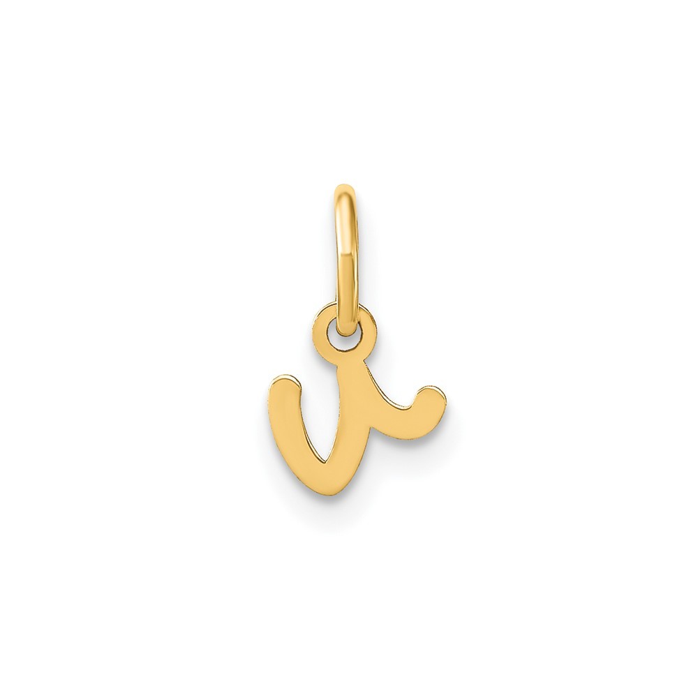 14K Yellow Gold Lower case Letter V Initial Charm 0.17gm