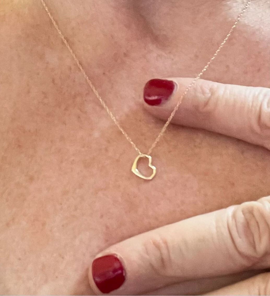 10K or 14K Yellow, Rose or White Solid Mini Floating Heart Slide Charm Pendant