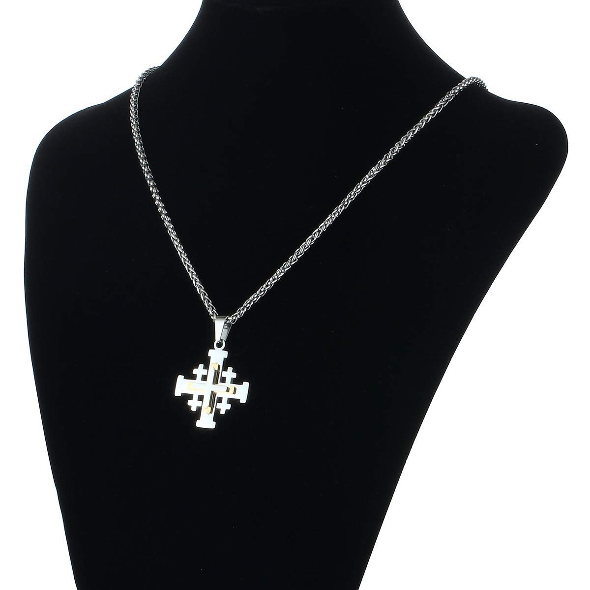 Stainless Steel Jerusalem Crusaders Cross Pendant Necklace for Men & Women