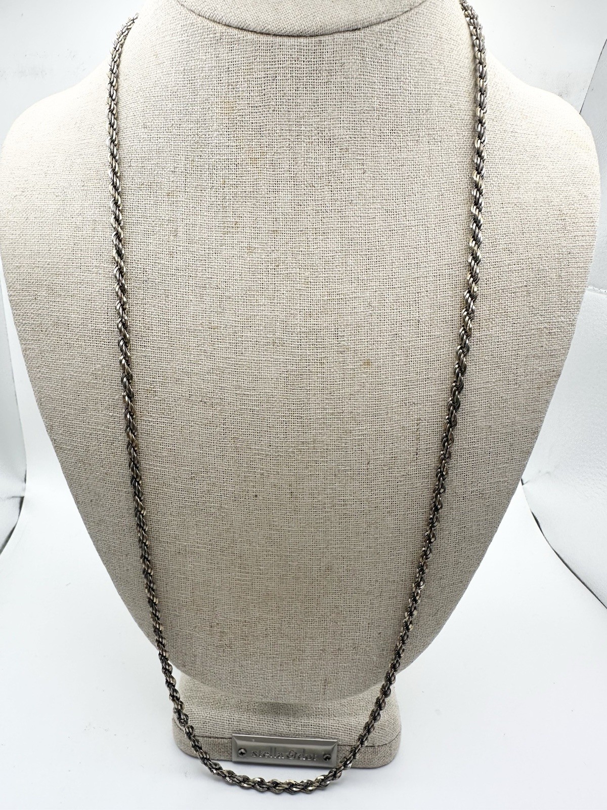 925 Italy Sterling Silver Gold Two Tone Twisted Chain Necklace 28” READ
