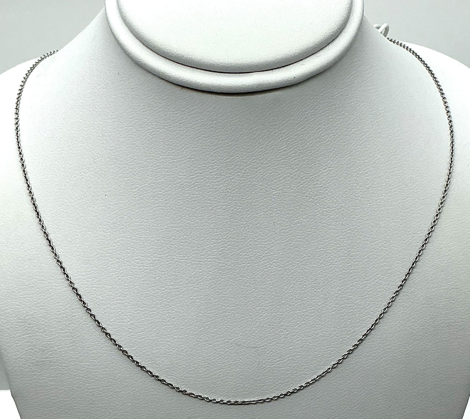 14k White Gold Thin 16.25” Necklace 1mm Wide