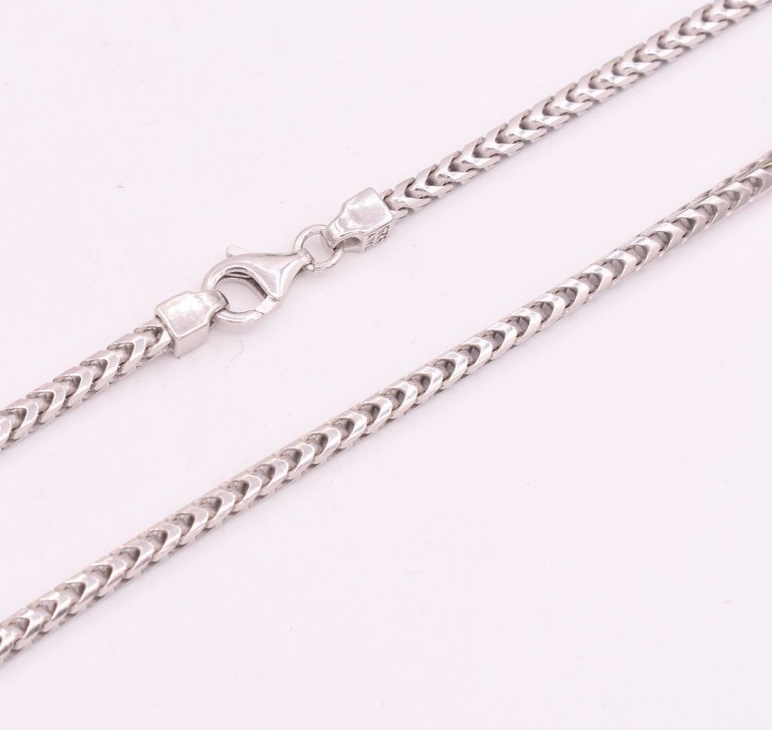 3mm Anti-Tarnish Solid Franco Chain Necklace Real 925 Sterling Silver ITALY