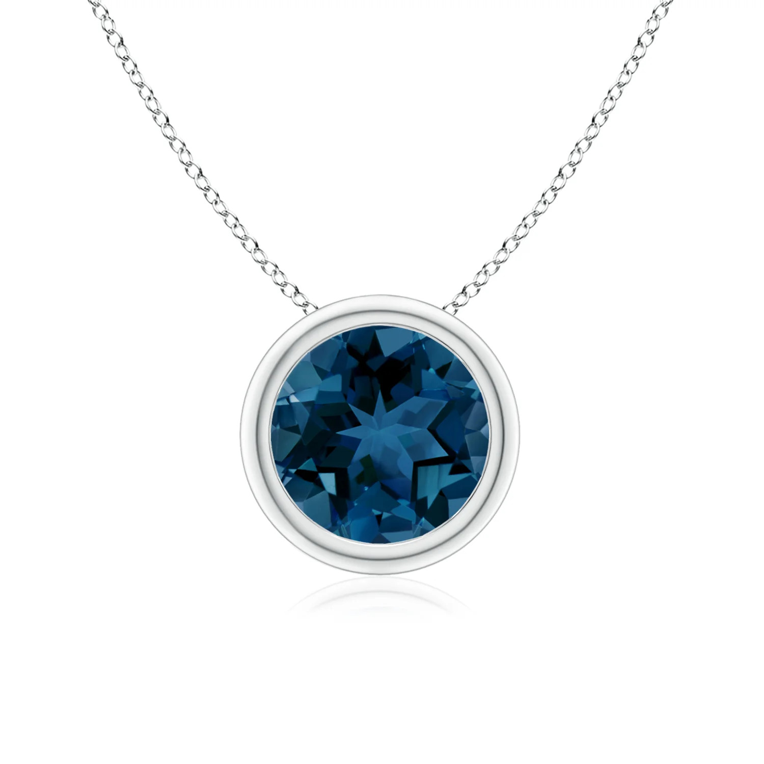 Angara 1.55 Ct Natural London Blue Topaz Pendant Necklace in Silver (AAA, 7MM)