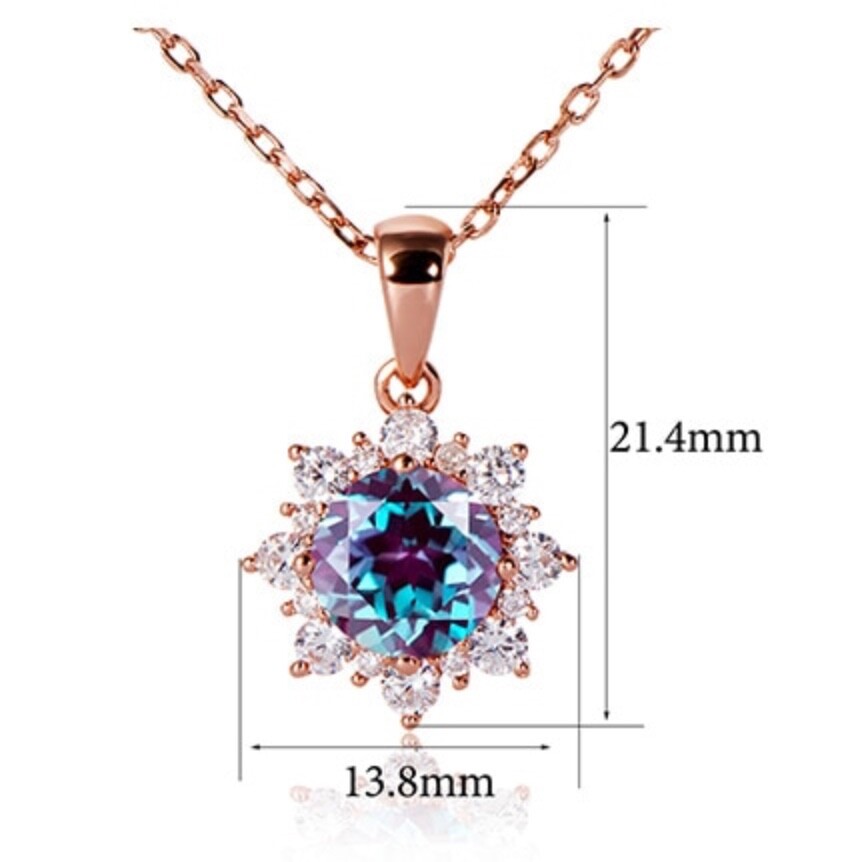 Lab Grown Color Change Alexandrite Pendant Rose Gold Vermeil , June Birthstone