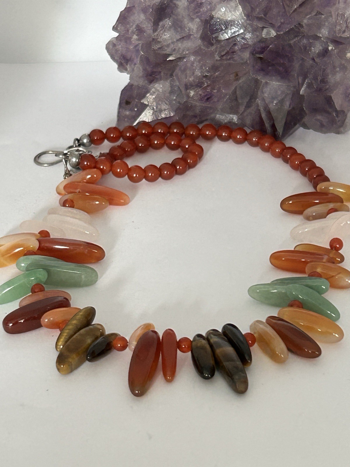 Jay King DTR China / Sterling Silver hook clasp / Multi Stone Necklace 21.5”