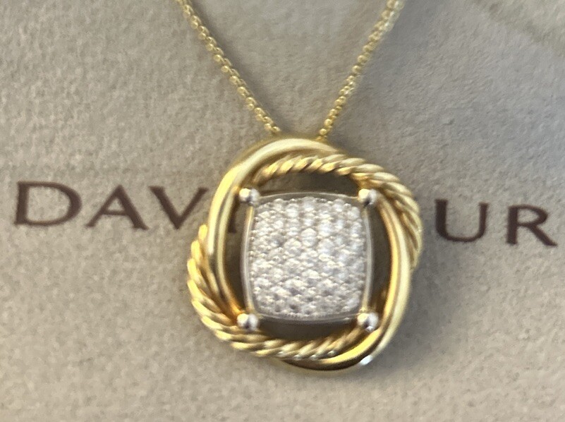 David Yurman 18k Gold Infinity Necklace Diamonds 18”