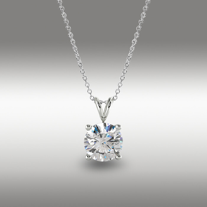 1 Ct Round Brilliant Cut GRA MOISSANITE Solid 14k White Gold 16″+2″ PENDANT NEW