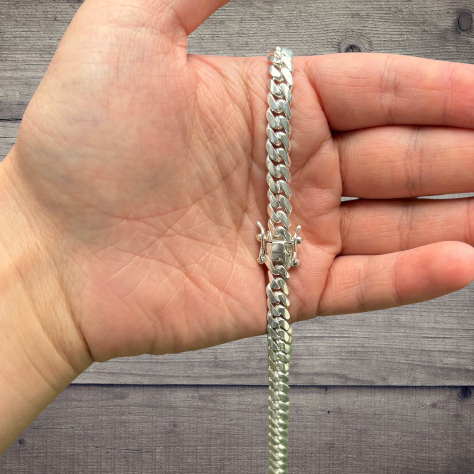 8mm Miami Cuban Chain Necklace – Real Solid 999 Fine Silver HANDMADE IN ITALY
