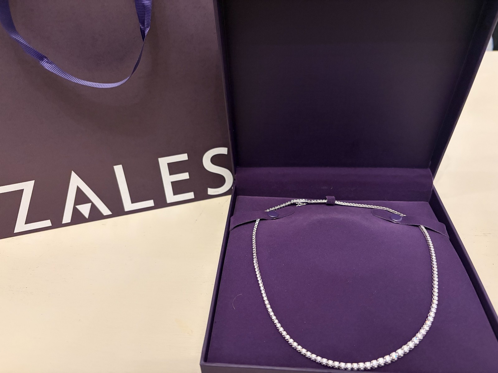 Zales 3 CT Lab Grown Diamond Tennis Necklace in Sterling Silver (F/VS2)