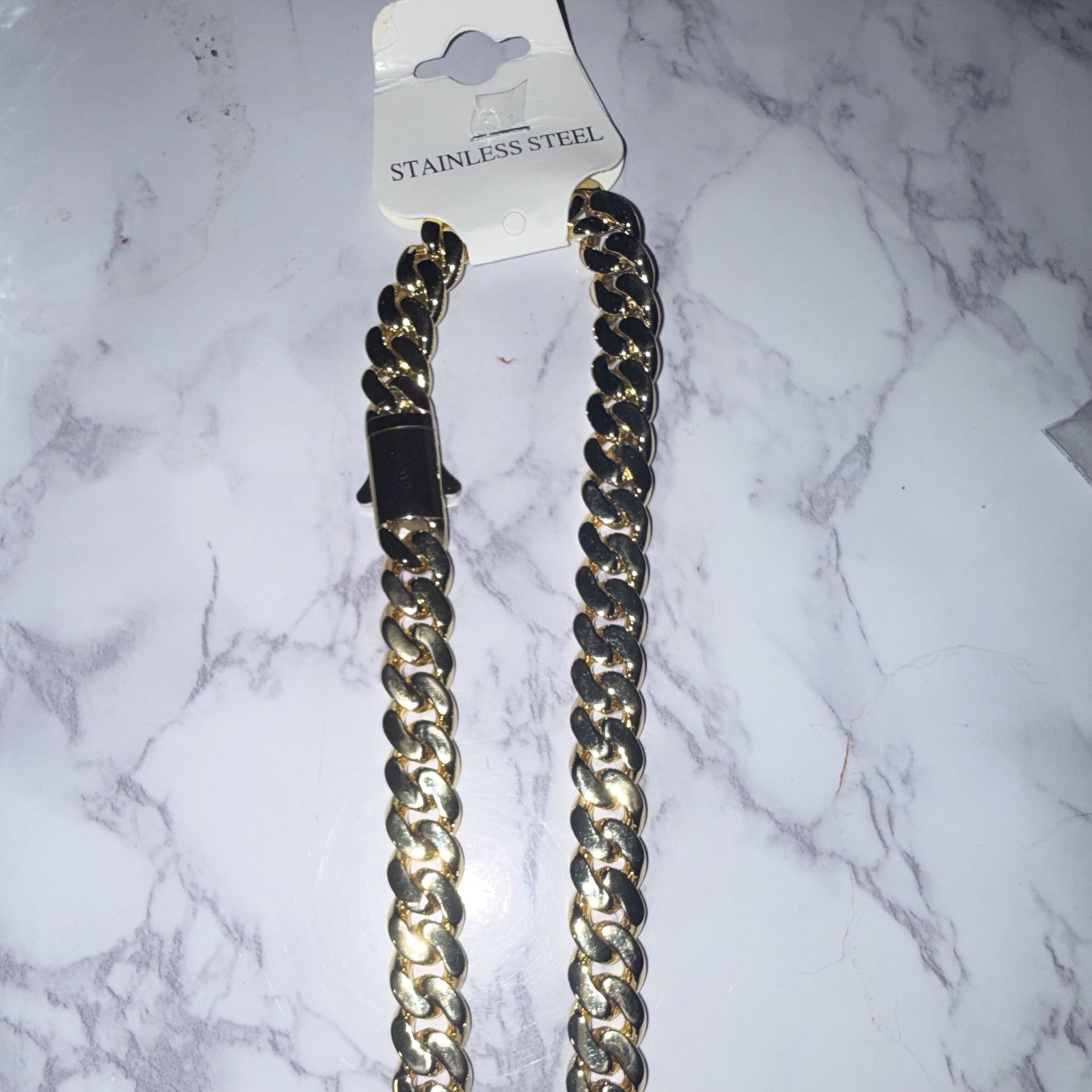 Super nice! 14K Gold Stainless Steel Curb Link Chain 24 inches long 10 mm thick
