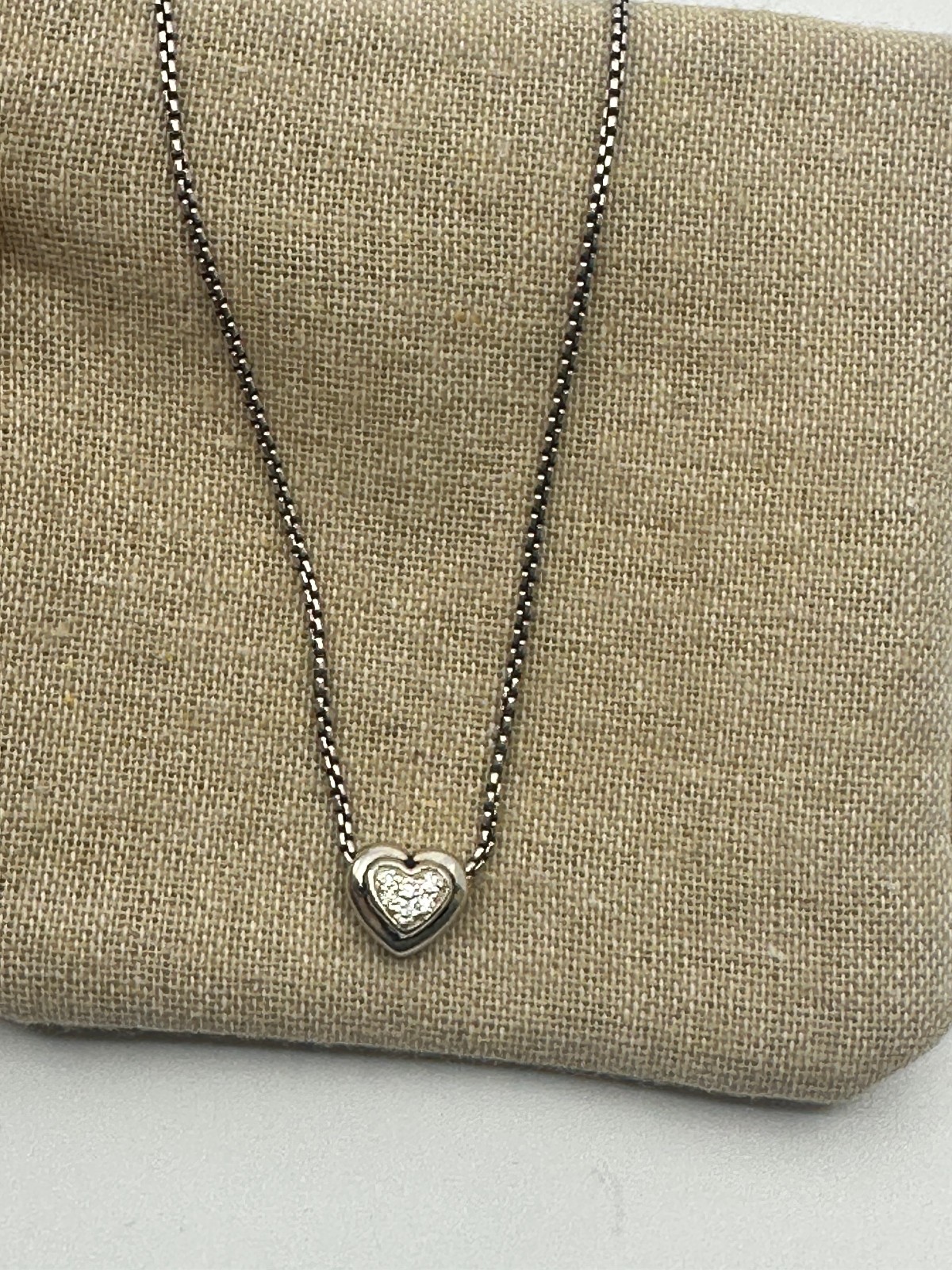 Silver 925 David Yurman Diamond Heart Pendant Necklace