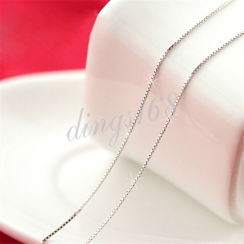 Solid 925 Sterling Silver 16/18/20/22/24/26/28/30/32″ Italian Box Chain Necklace