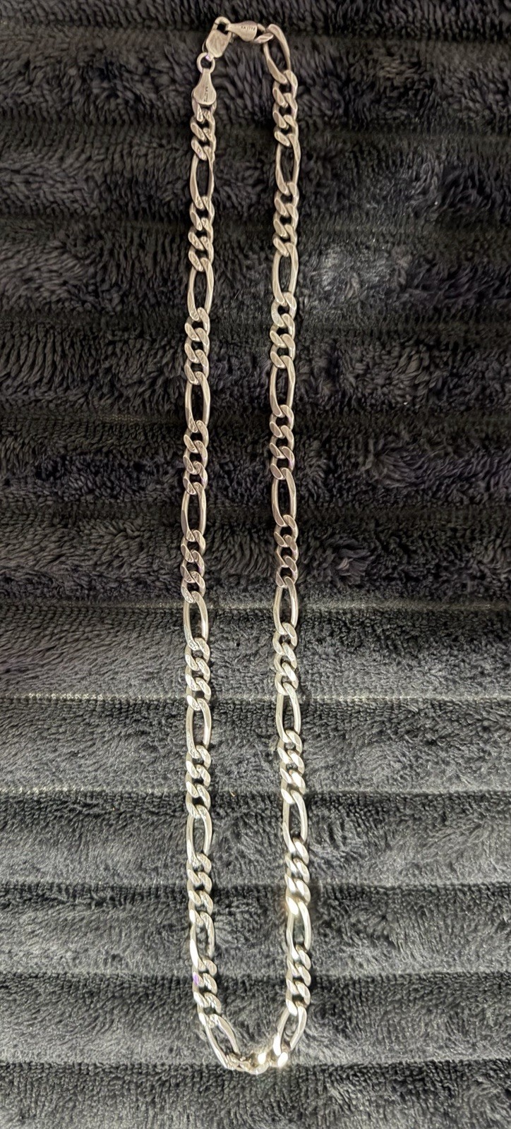 .925 Sterling Silver Figaro Necklace, Lobster Clasp, 34.85 grams