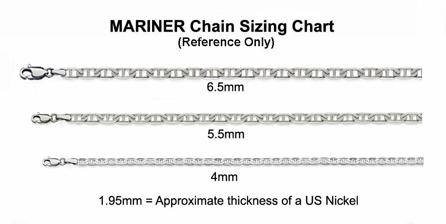 925 Men’s Sterling Silver Mariner Chain Necklace 6.5mm 16 18 20 22 24 26 28 30″