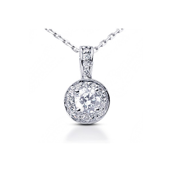 1.13ctw E/VS2 Round Cut Natural Certified Diamonds White Gold Halo Pendant