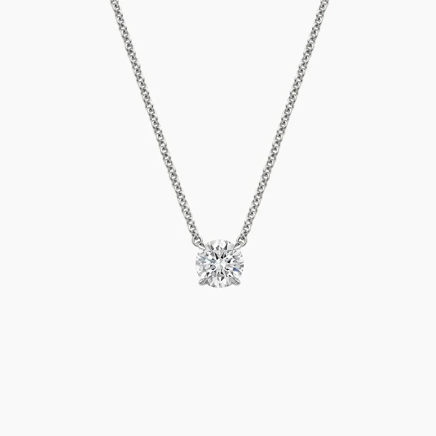Brilliant Earth 1/2 CT Lab Grown Diamond Solitaire Pendant Necklace Silver NEW