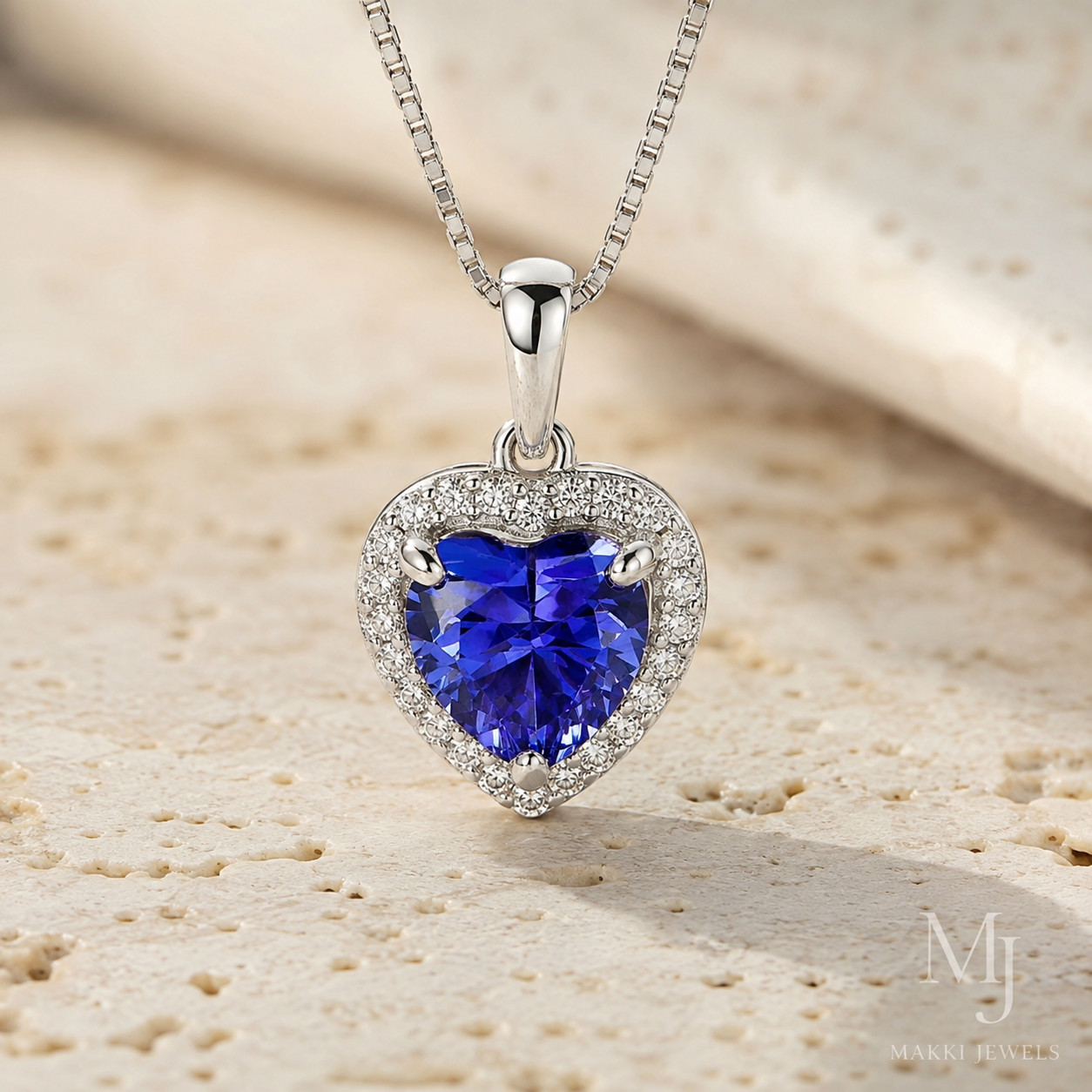 Heart Shape Tanzanite Solitaire Necklace for Women – Anniversary Jewelry Gift