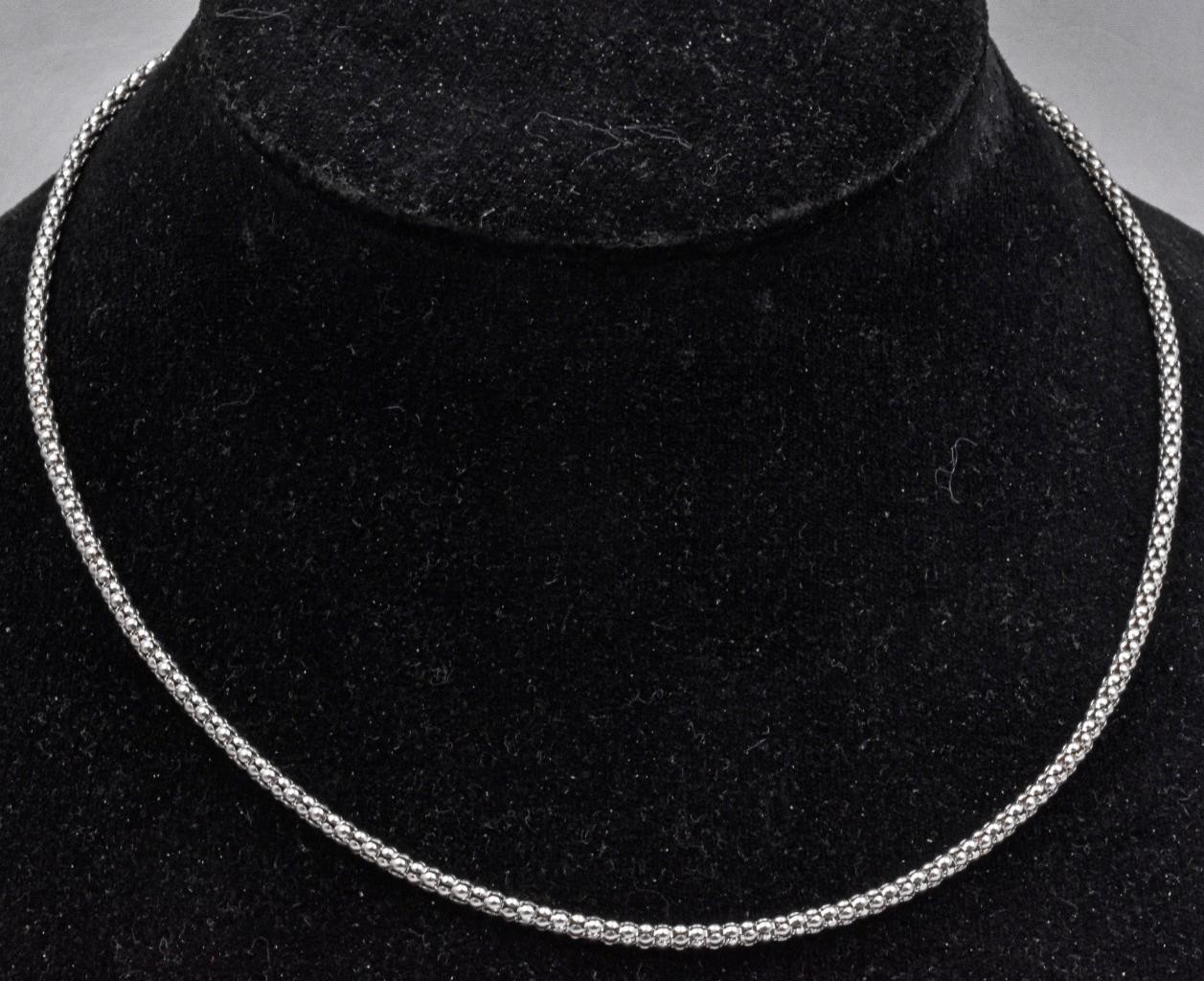 Estate Sterling Silver Italy 2.95mm thick 20″ long POPCORN Link Chain 7.3 grams