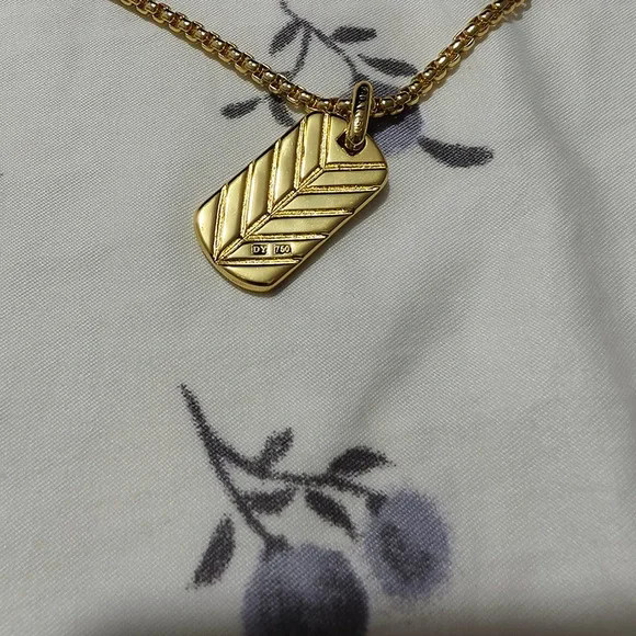 David Yurman Streamline Tag with Diamond Tag Pendan Necklace