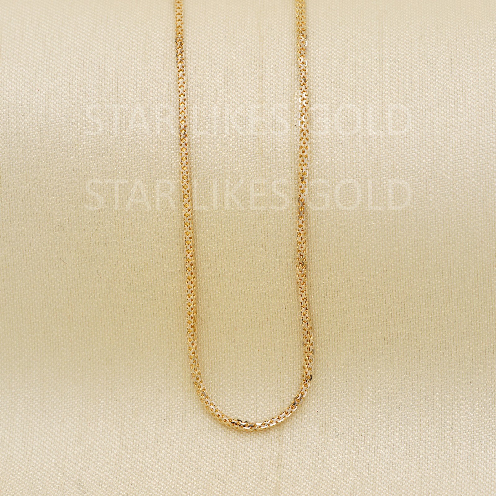 18K Yellow Gold Diamond Cut Foxtail Chain 17.25″ 3.48g 0.8mm Pendant Necklace