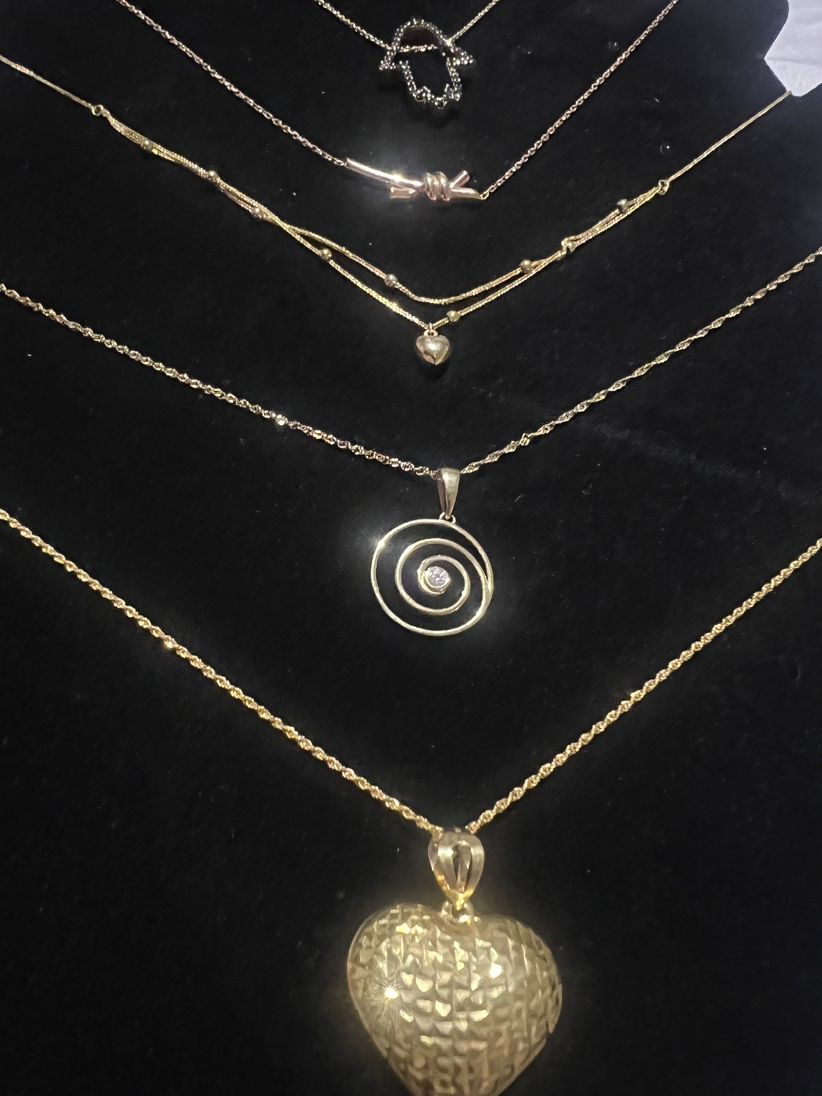 Genuine 18K Solid Gold Diamond Cut Heart Pendant Necklace 18″ Rope Chain 750
