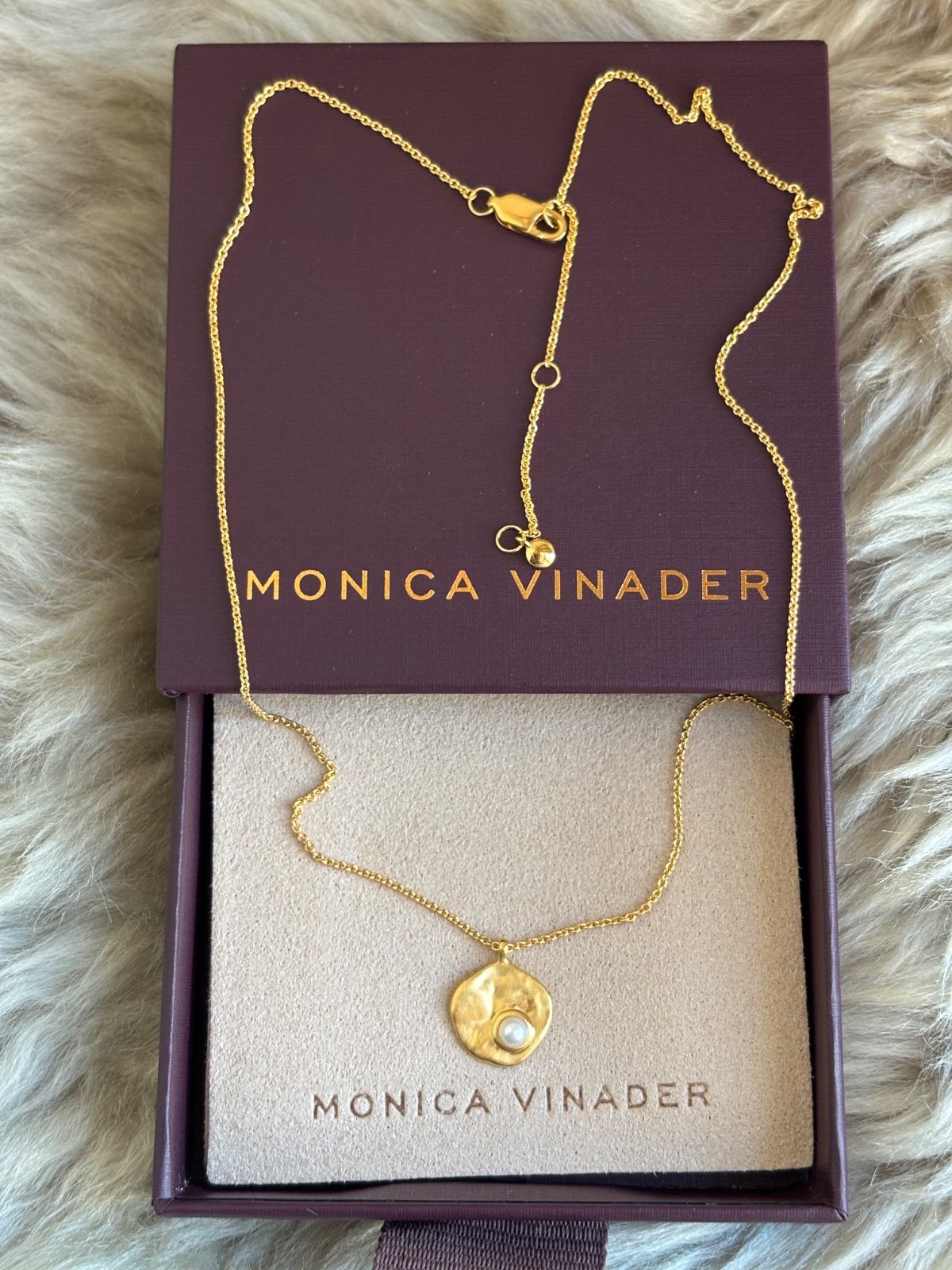 MONICA VINADER 💎 Capri Pearl Disc Necklace 18k Gold & Pearl RRP £139