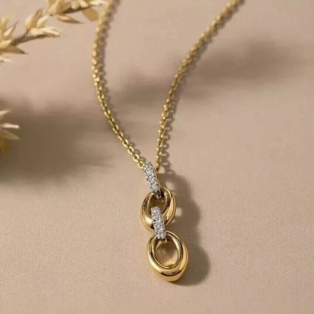 1.20Ct Round Cut Lab Grown Diamond Women’s Fancy Pendant 14k Yellow Gold Plated